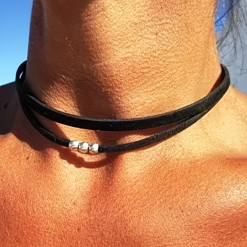 Image of Bohemian Style Minimalist Double-layer Beaded Short Women's Fashion Choker Necklace For Everyday