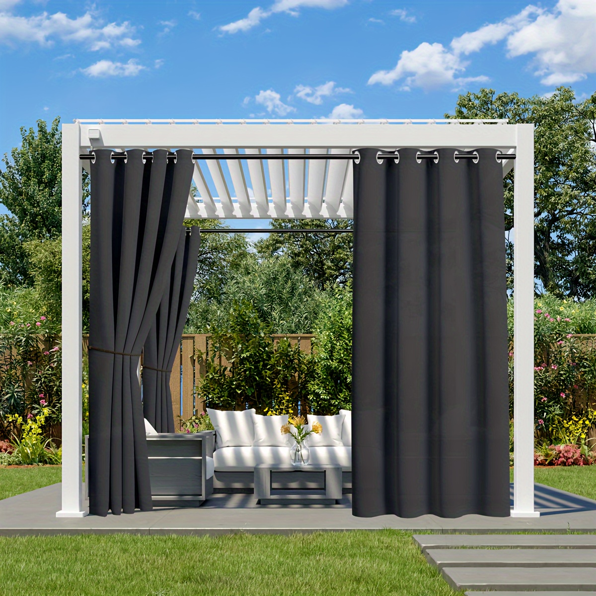 

1 Panel Waterproof Outdoor Curtains For Patio Privacy Sun Blocking Grommet Curtain Weatherproof Uv Resistant Curtains For Gazebo Front Porch Pergola