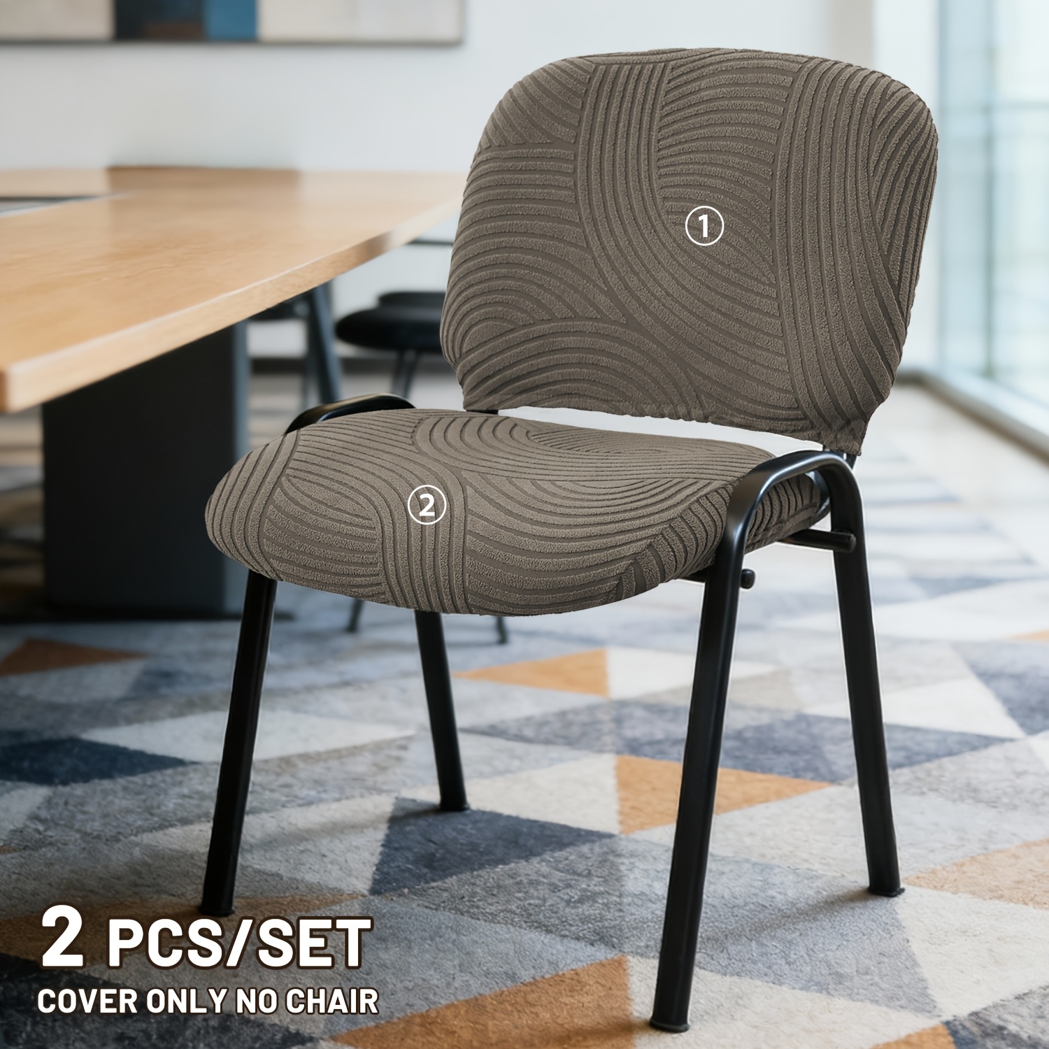 TEMU 2 pièces Housses Élastiques pour Chaise de Bureau Compatibles avec Salle de Conférence - Protège-Chaises Extensibles en Tissu , Lavables en