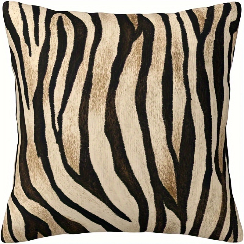 

1pc, Short Plush Pillowcase, Tiger Print Animal Skin Black And Golden Pattern Pillowcase, Single-sided Printing, 18inch*18inch, Suitable For Sofa, Living Room, Bedroom Home Decoration, No Pillow Core