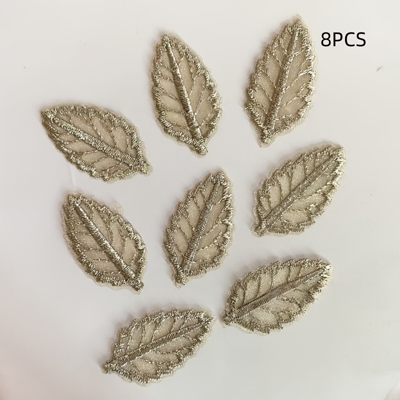 TEMU Grensoverschrijdende set van 8 goud- en zilverdraad geborduurde patches met gouden . formaat geborduurd gouden haaraccessoire hoofdtooi