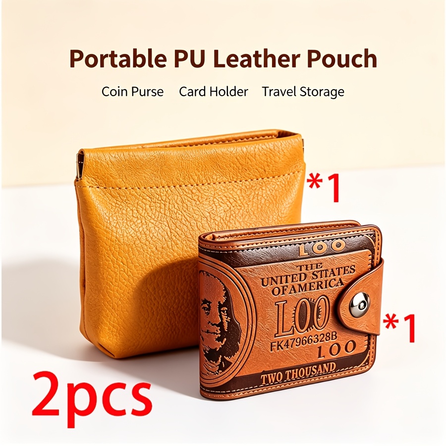 TEMU 1920s Style Wallet With Multiple Card Slots And $100 Bill Design, Stylish Black And Brown Wallet Suitable For Men And Women, Use Or As A Unique