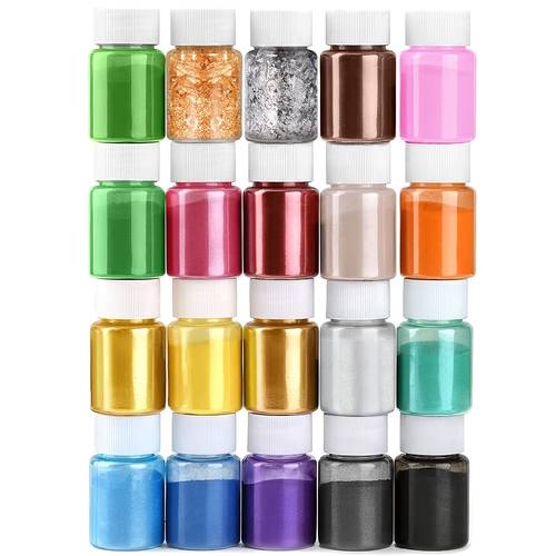 mica powder 20pcs pearlescent with suitable for jewelry making painting hollow stamping handicrafts candle making diy crafts nail art vibrant and colorful an for diy projects and gifts
