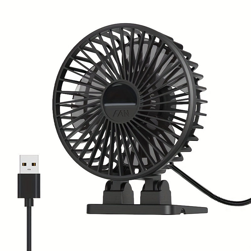  HZD Ventilador de escritorio USB, mini ventilador portátil,  ventilador de mesa de escritorio de ajuste de 3 velocidades, alimentación  de enchufe, rotación fuerte viento silencioso ventilador pequeño personal  para el hogar