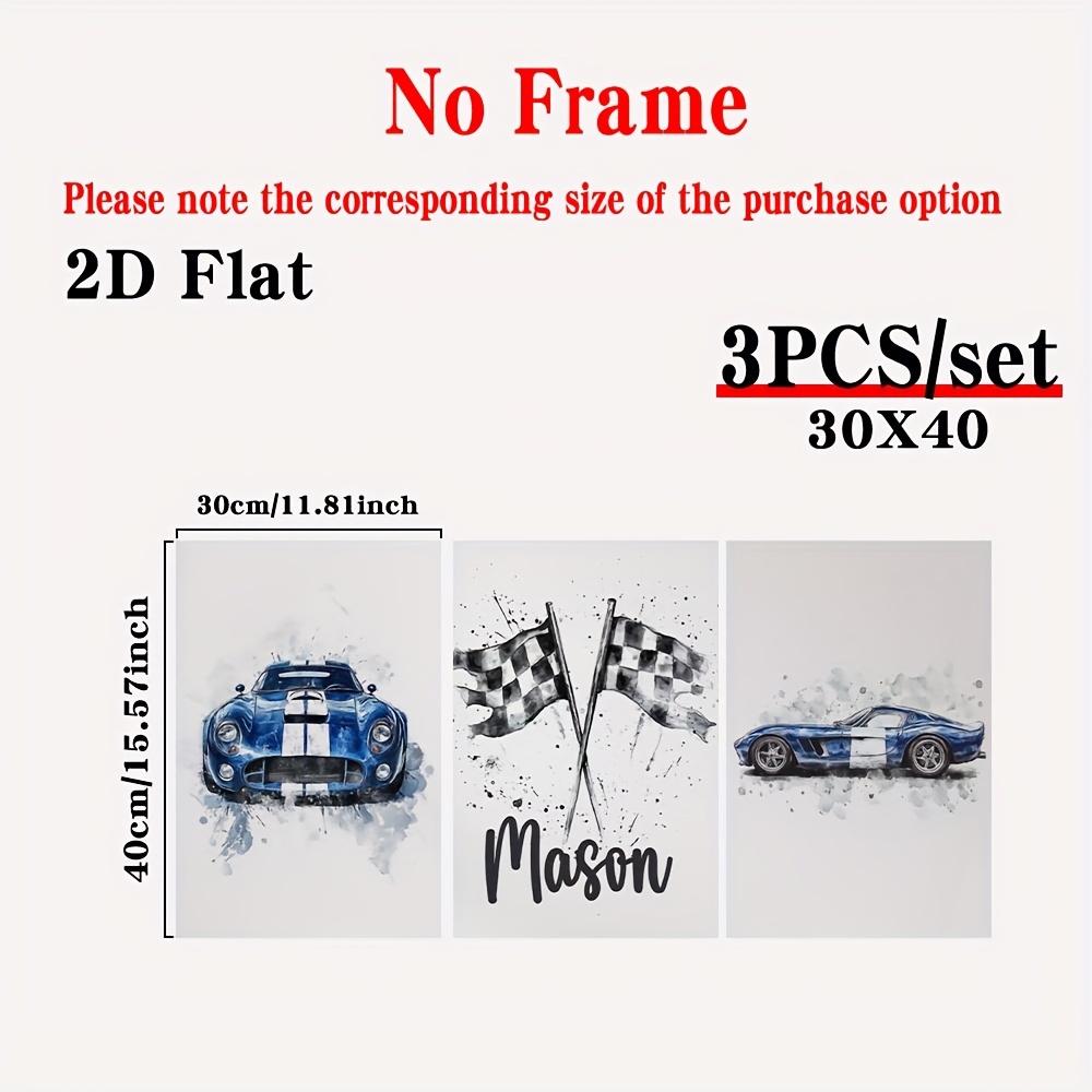 TEMU 2d Flat, 2d Flat, A Set Of 3 Personalized Wall Decorations Featuring A Custom Name Poster, Framed And Unframed. This Decorative Art Set Includes
