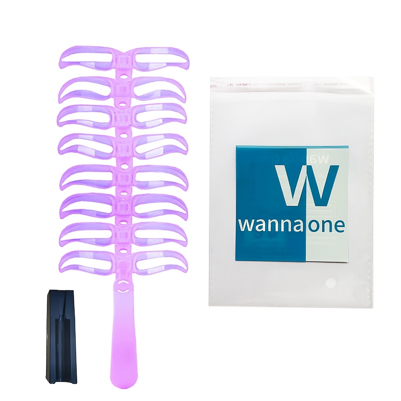 TEMU 9pcs Set Of Eyebrow Drawing Card, Eyebrow Drawing Tool, Eyebrow Assistant, Eyebrow Trimming, Eyebrow Stickers, Makeup, One-line Eyebrow, Hand-held Eyebrow Shaping Eyebrow-cutting Pencil Tool