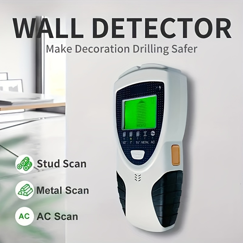 

Precision Wall Scanner, Electronic Stud Detector With Hd Lcd Display, Audio Alarm, And Beam, Wall Scanner For Precise Wood, Ac Wire, Metal Stud, Joist & Pipe Detection