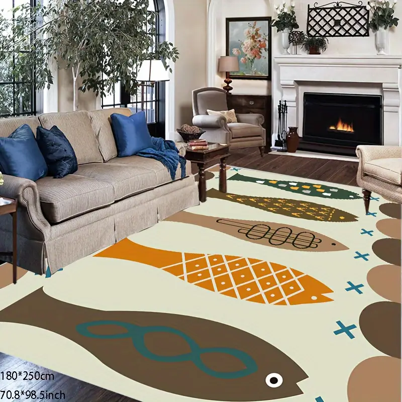 Temu Orange Rug living room bedroom area rug modern minimalist hand painted - Temu ...
