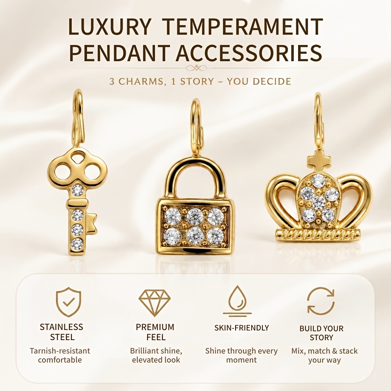 Minimalist Crown/Key/Lock Shaped Couple's Pendant Accessory