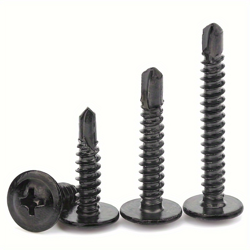 

100pcs Black Warsaw Drill Tail Screws, #8 Self Tapping Tek Screws, Improved Head Self Tapping Screws, For Furniture Installation, Construction Repair