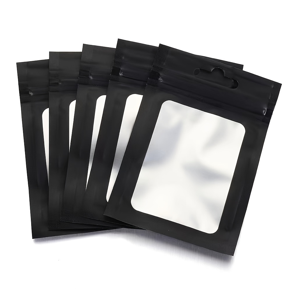 

100pcs, Matte Aluminum Bone Bag Black, Mobile Phone Case Data Cable Frosted Window Sealing Pocket, 1 Side Black And 1 Side Matte Self Sealing Bag, Plastic Bag Aluminum Foil Packaging Bag