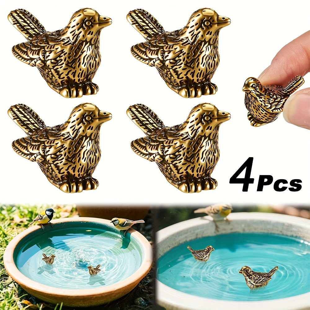 4pcs Shape Copper Bath Disk Ornaments Brass Bird Bath Purification Disks Birdbath Cleaner Single 0.6oz Weight Universal Fit For Outdoor Birdbaths, Bowl