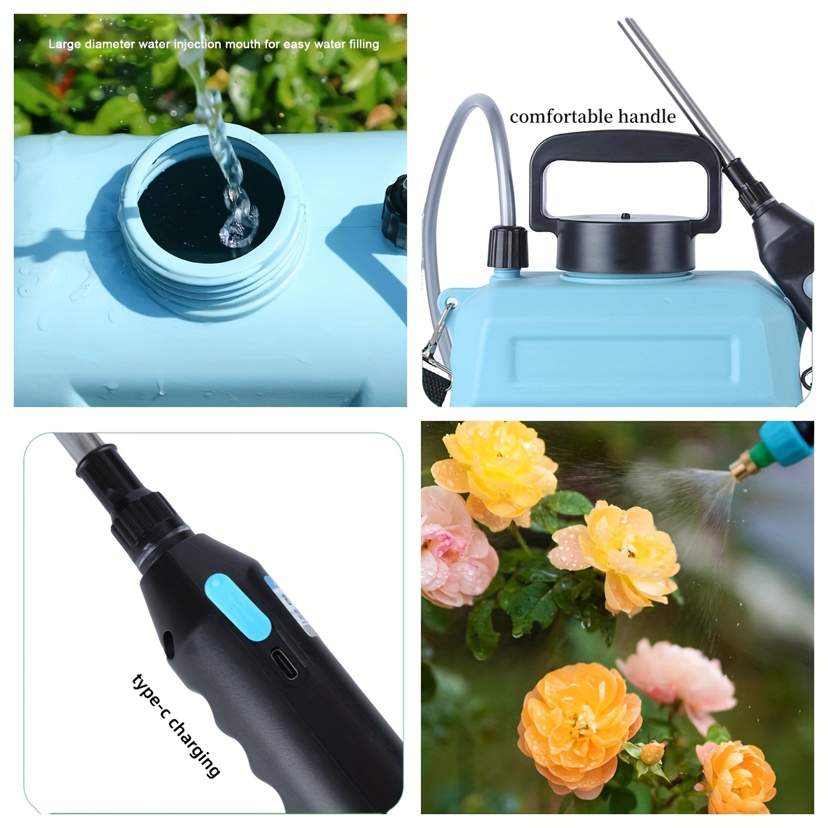 5L Pulvérisateur de jardin électrique portable avec batterie rechargeable USB - Tête de pulvérisateur réglable, tuyau télescopique, matériau PP durable, autonomie de 200 minutes, idéal pour arroser les plantes et les pelouses, équipement de pulvérisation de jardin | Design de pulvérisation moderne | Tuyau de pulvérisation durable
