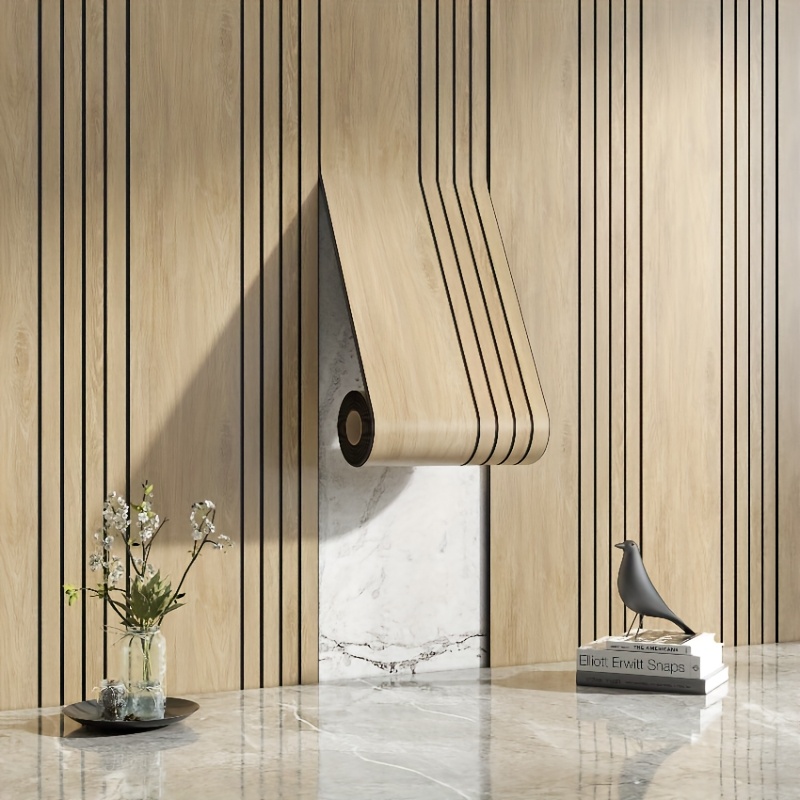 Dikke 1/3 Rol 3D Rooster Houten Afwerking Zelfklevend Behang voor Woonkamer Achtergrondmuur Decoratie DIY Snijden: retailer-supplied image