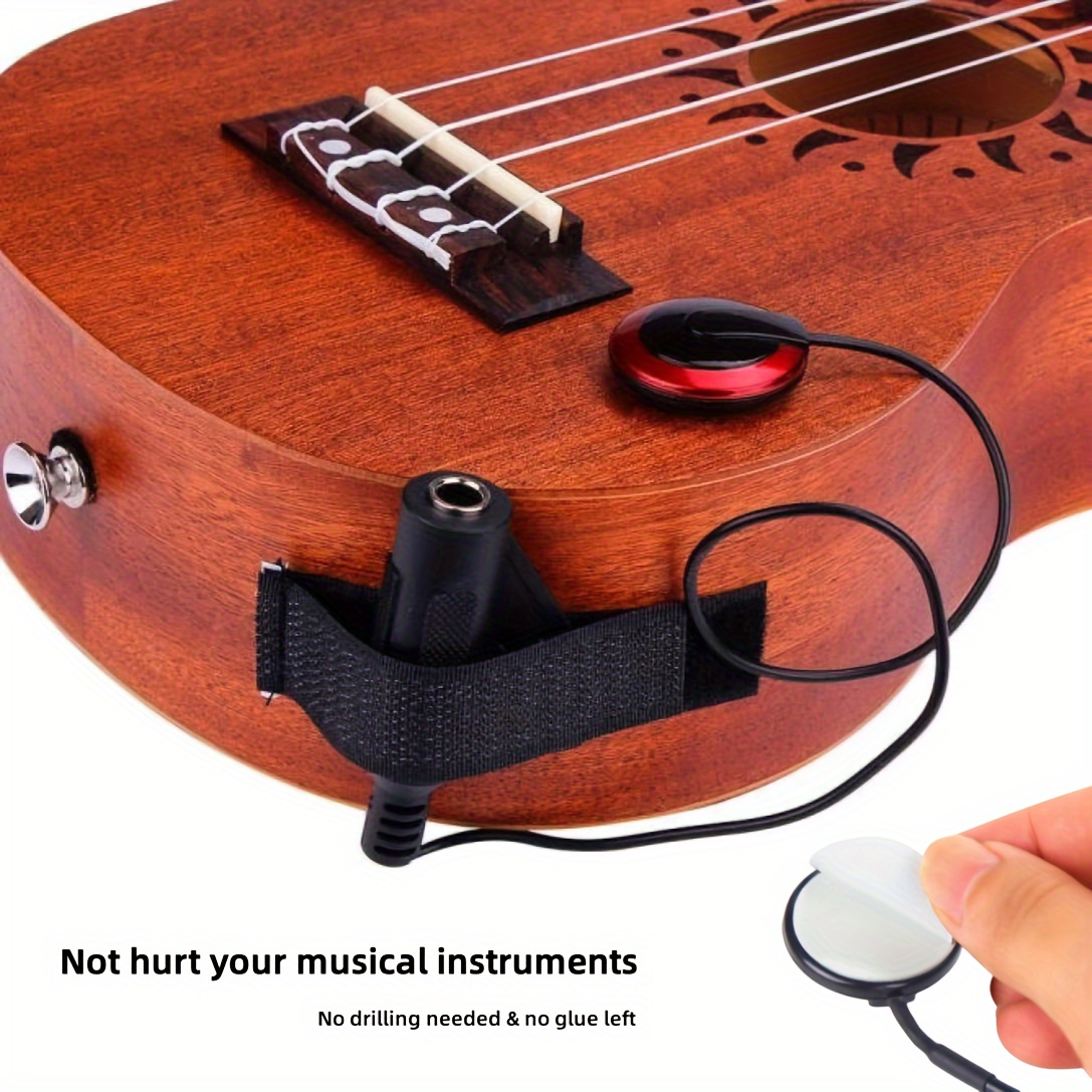 QiJiStar Professional Guitar Pickup, ABS Material, Piezo Contact, 6.35mm Female Plug, Easy Installation, for Acoustic Guitar, Ukulele, Banjo, Kalimba, Harp, Room Electrical Hard Wiring, ?36V