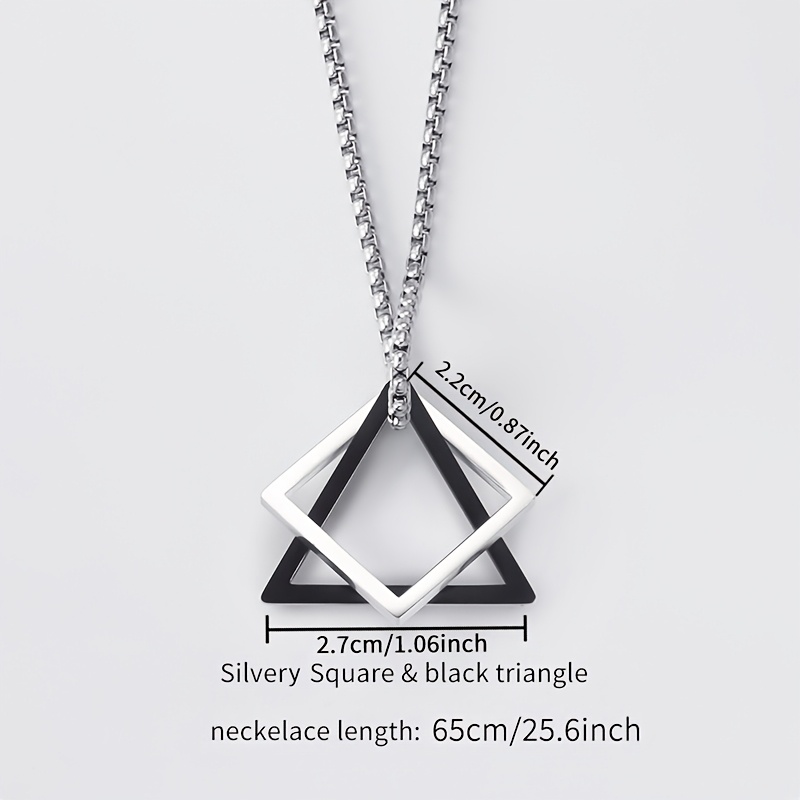 Stainless Steel Geometric Pendant Necklace For Men, Hip-hop Style Fashion Accessory Couple Gift
