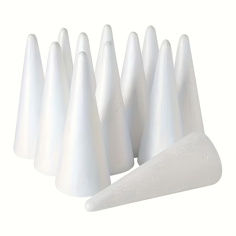 TEMU 24 Pack White Foam Cones Solid - Heavy-durable 11cm/4.33" Round Tip For Diy Crafts, Wedding Favors, Party Decorations Suitable For Classroom,,