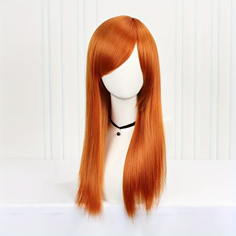 Image of 60cm Orange High-temperature Synthetic Wig For Cosplay, Suitable For Men, Featuring A Universal Clip. Perfect For Holiday Costumes, , Christmas, Halloween, And