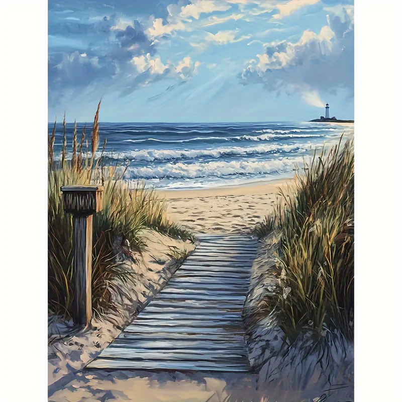 Beach Scenery, Diamond Painting, Diy Handmade Art For Office And Home Wall Decoration, Christmas Gifts