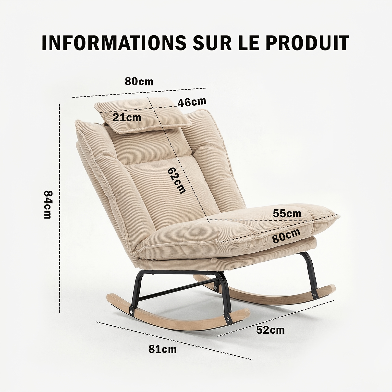 Home Rest Rocking Accent Chair with Ergonomic Design