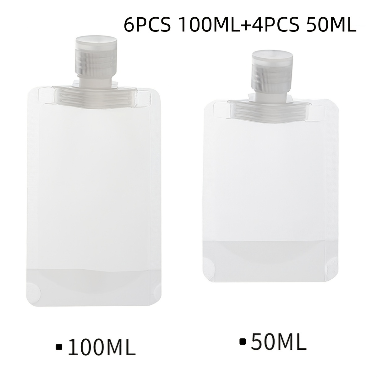 TEMU 10pcs Transparent Travel 50/100ml Cosmetics Lotion Shower Gel Shampoo Portable Face Wash Disposable Refill Bottles