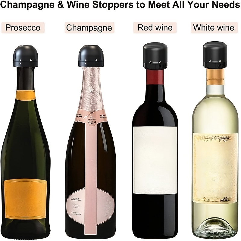 10个防漏真空葡萄酒塞 - 可重复使用的香槟瓶密封盖，带有安全盖，适用于葡萄酒和香槟的保鲜，适用于家庭酒吧、厨房和餐厅使用，葡萄酒瓶密封器，厨房必备品，现代厨房用品，防漏设计 商品详情 1