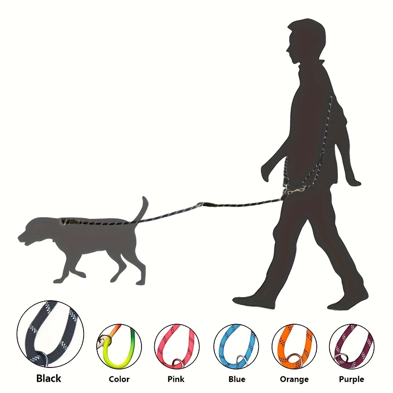 TEMU Reflective Dog Leash For Hiking, Walking, And Running - Adjustable Waist And Crossbody Straps For Small And Large Dogs - Absorbing And