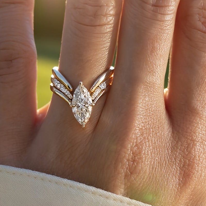 3pc Stackable Horse Eye Shaped Synthetic Zircon Ring Set