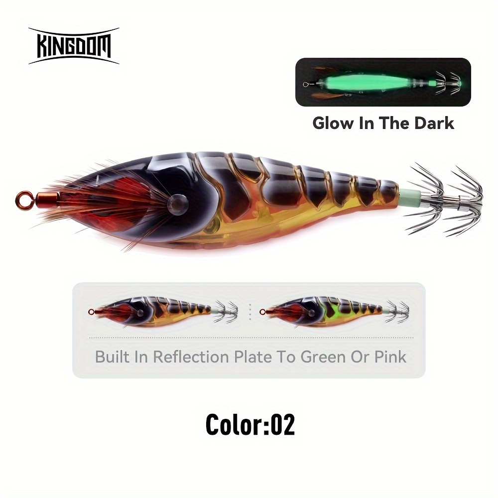 TEMU 1pc Kingdom High-quality Abs Material Fishing Lure Squid Bait - Realistic Shrimp - Easily Catches And Squid - -the-dark Shrimp-shaped Fishing