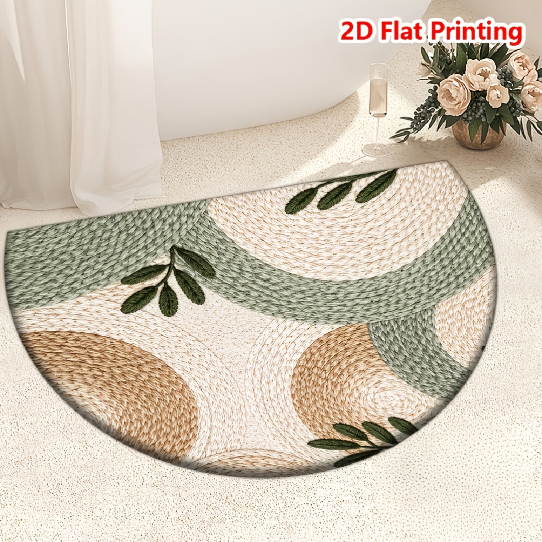 TEMU 1pc [jit] Semi-circular Door Mat Suitable For Entrance, Non-slip Pvc Backing & Woven Texture Floor, Washable Easy-clean Flannel Suitable For