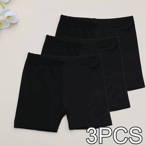 3pcs kids classic versatile solid color fiber fabric shorts breathable and knit fabric elastane hand wash only