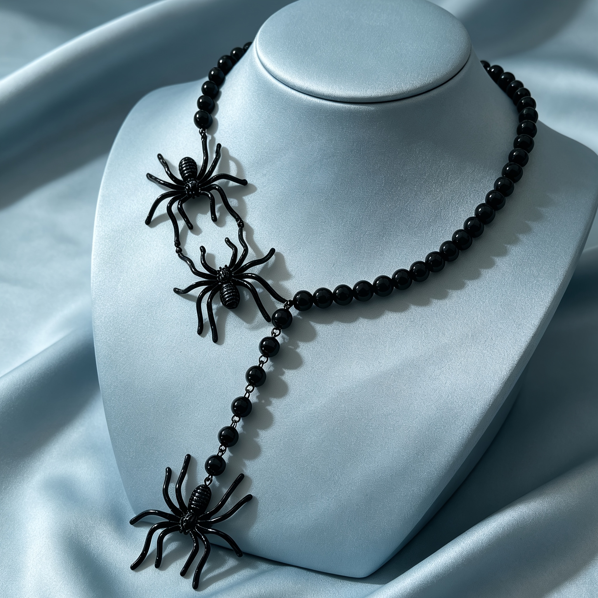 Women's Gothic Y-shaped Necklace with Black Spider Pendant