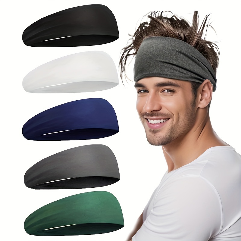 

5pcs Headbands - Yoga Sports Headband For Men And Women, Non-slip And Lightweight Sweat Band For Working Out And Athletic Activities