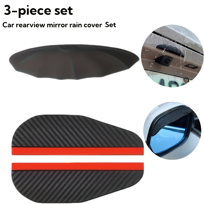 TEMU 3pcs Set Universal Car Kit   Rainproof Rear Camera Cover   Side Mirror Rain Guard For Cars, Trucks, Suvs - Enhance Visibility In Rain, Snow, And