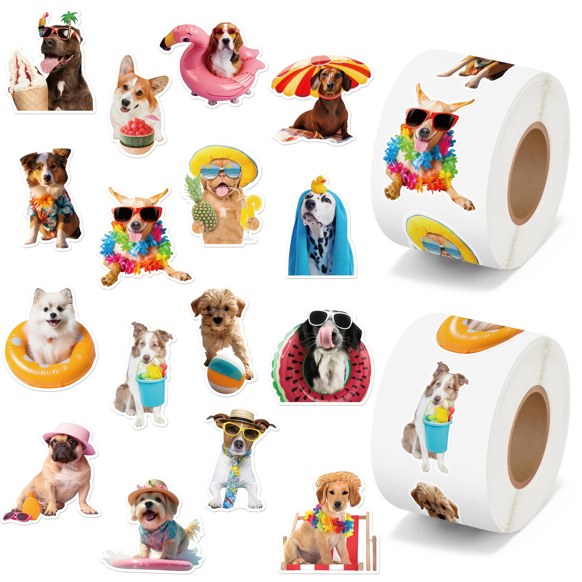 TEMU 500 autocollants d'animaux par rouleau, autocollants de papeterie, étiquettes de colorées pour enveloppes d'emballage cadeau, bandes de de