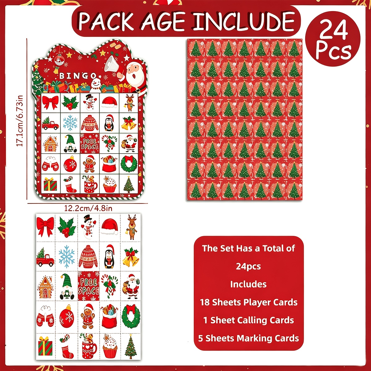 TEMU 24pcs Santa Claus Bingo Card Set, Suitable For Adults, Families, Offices, And Large Groups, Bingo Game, Christmas Party Game Set, Perfect For ,