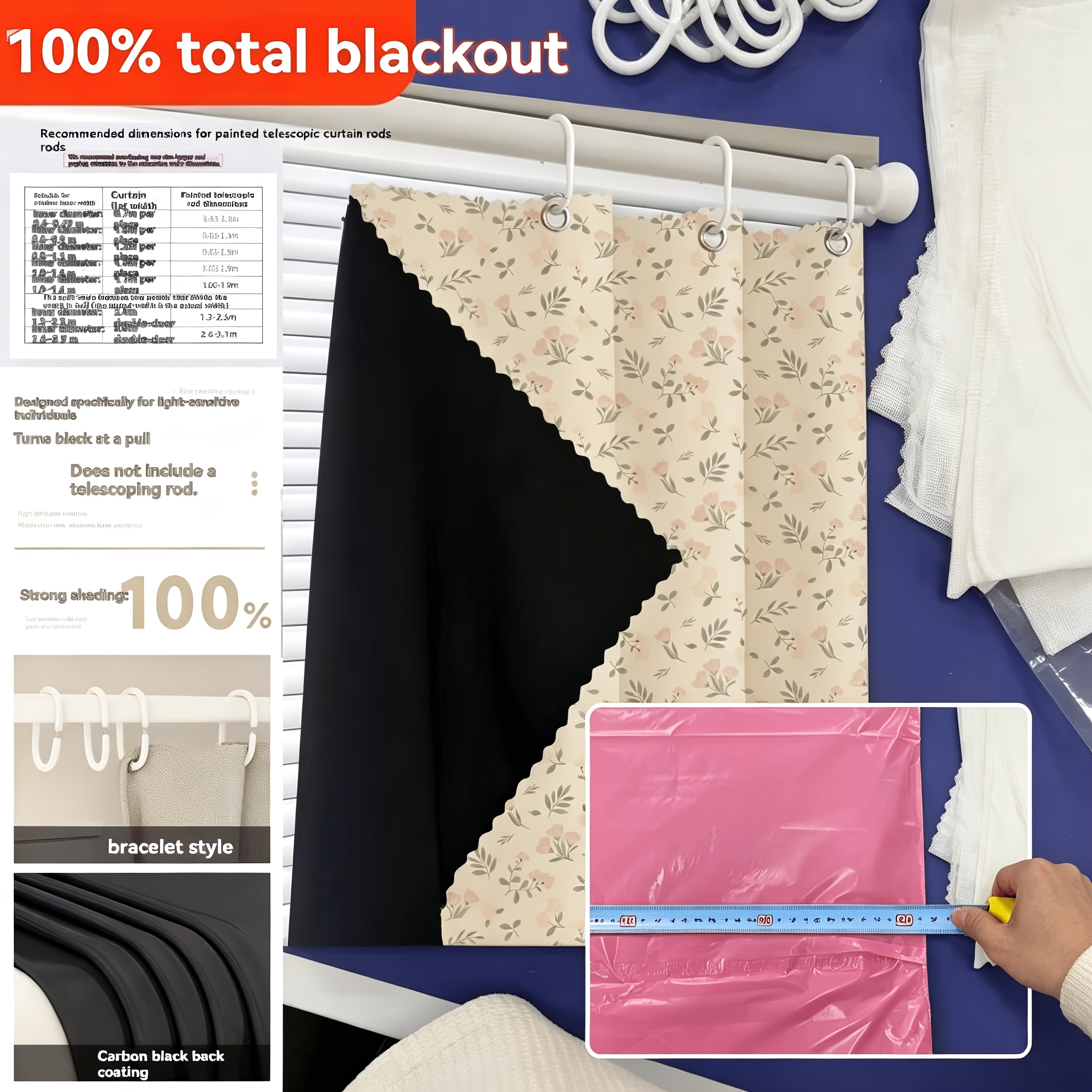 TEMU Heat-insulating, Sun-blocking, And 100% Blackout Curtains. High-density Blackout Curtains With Advanced Physical Blackout Technology