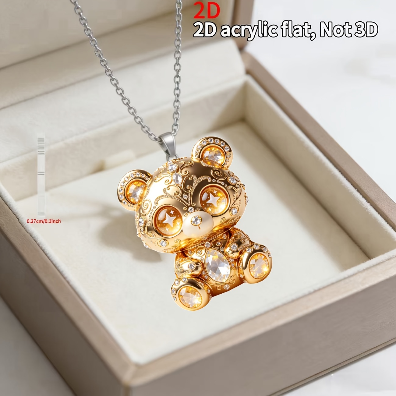 Novelty Shining Bear Acrylic Printed Pattern Necklace