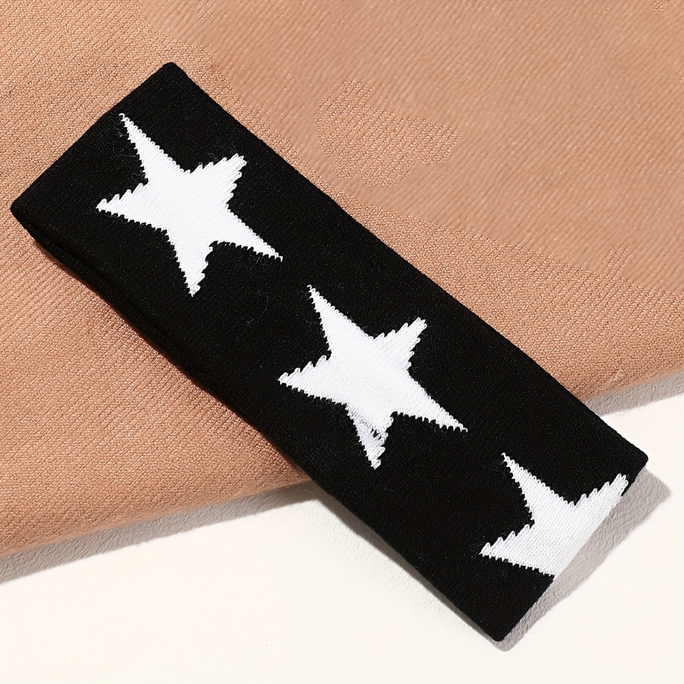 TEMU 1pc Women's Headband With Star & Color-blocking - Retro/ & Star , Soft For Braids, Ponytails, Buns - Versatile Hair Accessory For Casual &
