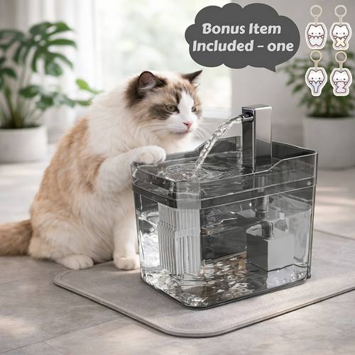 automatic water fountain for usb powered circulating fresh stage filtration water level window no battery needed