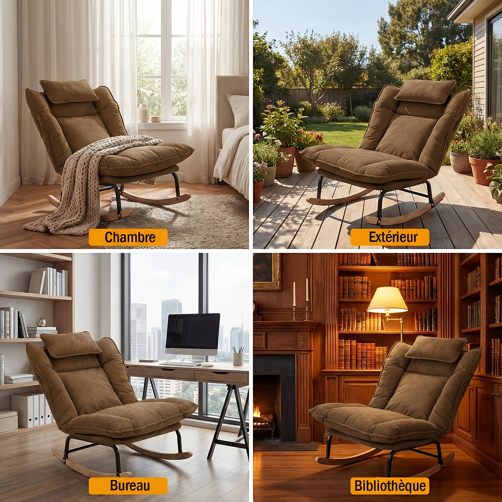 Adjustable Multifunctional Rocking Sofa Bed with Memory Foam