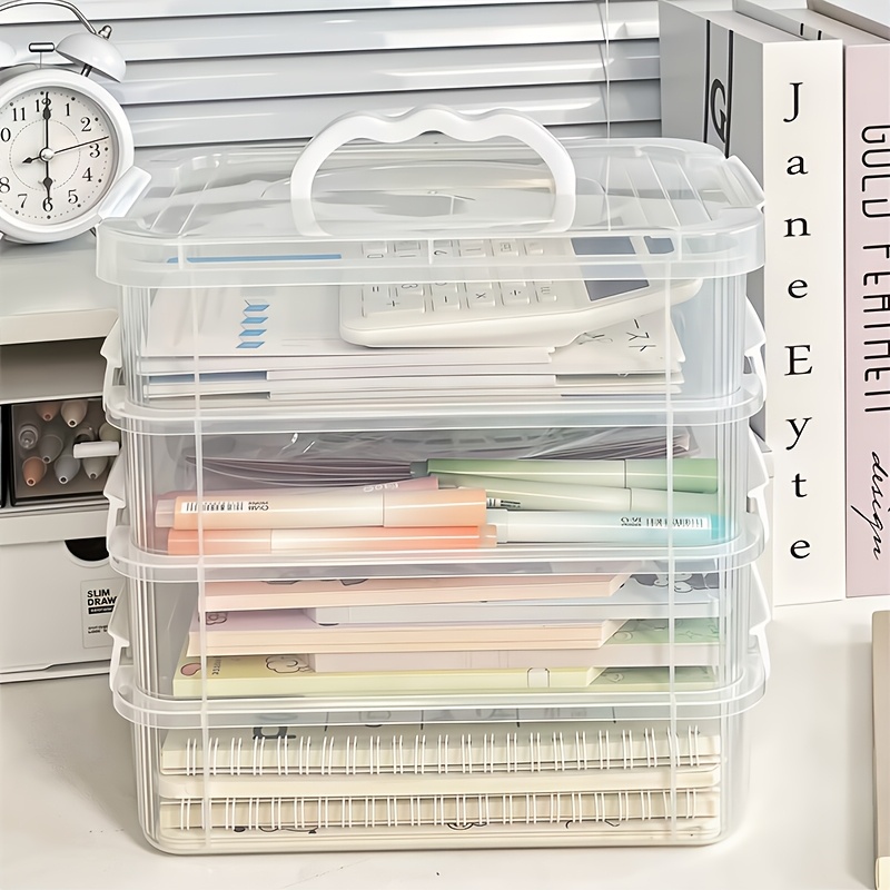 TEMU 4-tier Stackable Transparent Plastic Storage Bins With Lids And Drawers, Household Storage Boxes, Organizer Bins, Suitable For Sundries,