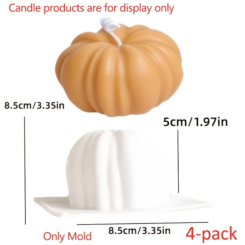 TEMU 4pcs/set Handmade 3d Pumpkin-shaped Candle Mold, Autumn Decor, Perfect For Making Candles And Scented Wax, Great For Fall Gifts, Thanksgiving,