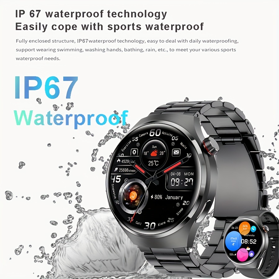 Smart Watch for Men - Waterproof, Wireless Calling, Over 100 Exercise Modes, Weather & Sleep Tracker, Stainless Steel Band - Perfect Gift (Black)_voghion.com