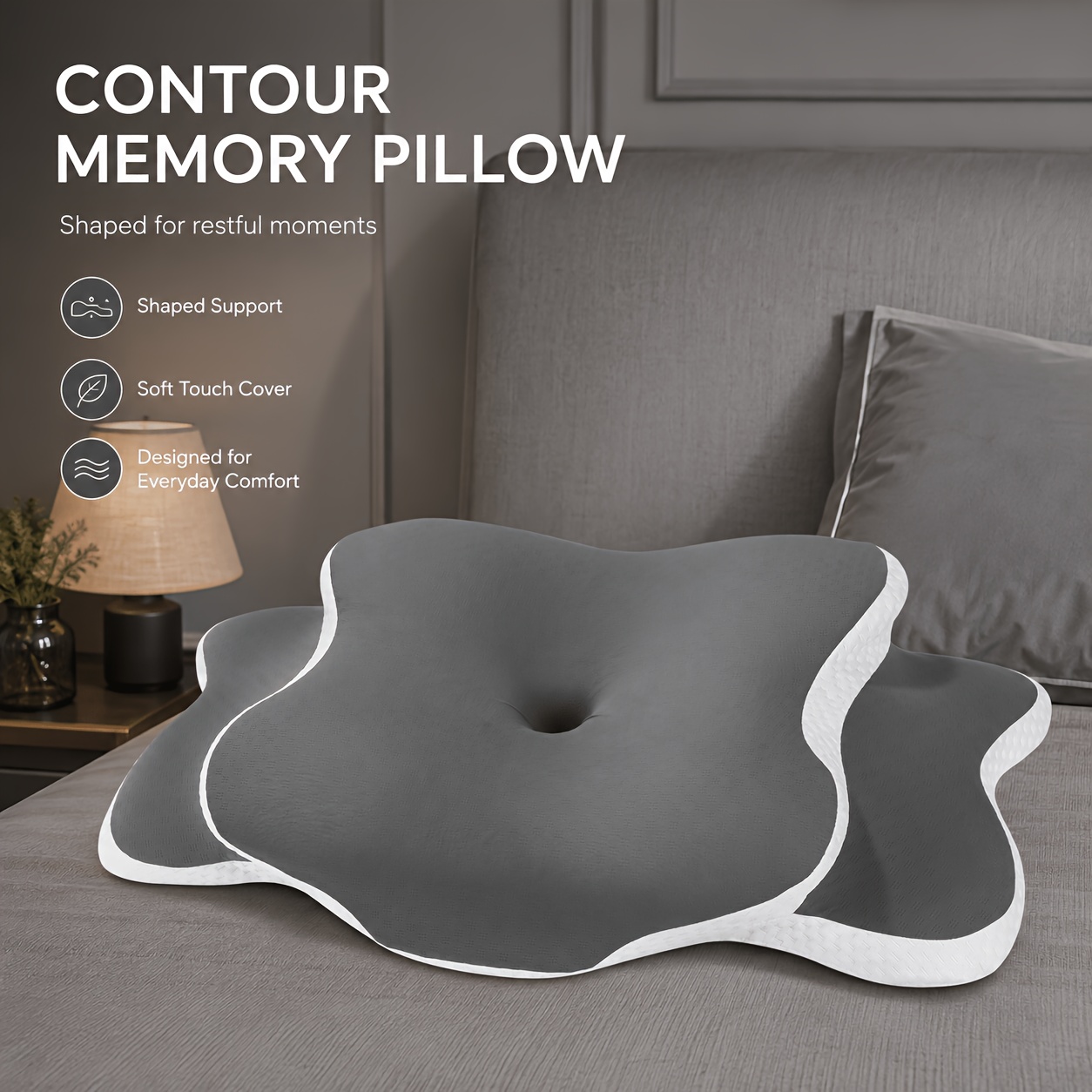 Image of -shaped Cotton Pillow With Contoured Center And Soft Breathable Cover, Suitable For Bedrooms, Guest Rooms, Dormitories, Apartments And Everyday Rest