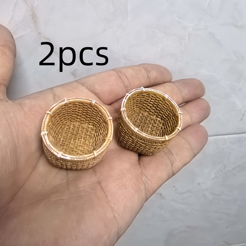 2pcs Holiday Small Gifts Micro Landscape Simulation Basket Basket Small Gifts Suitable For Indoor Outdoor Small Ornaments Table Home Dollhouse Small Ornaments No Power Required