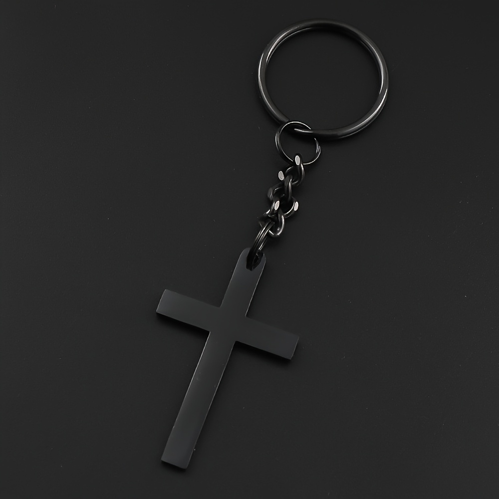 Image of Christian Cross Keychain For Men And Women, Made Of Stainless Steel In Golden And Silvery Colors, Religious Cross Keychain K3476s06