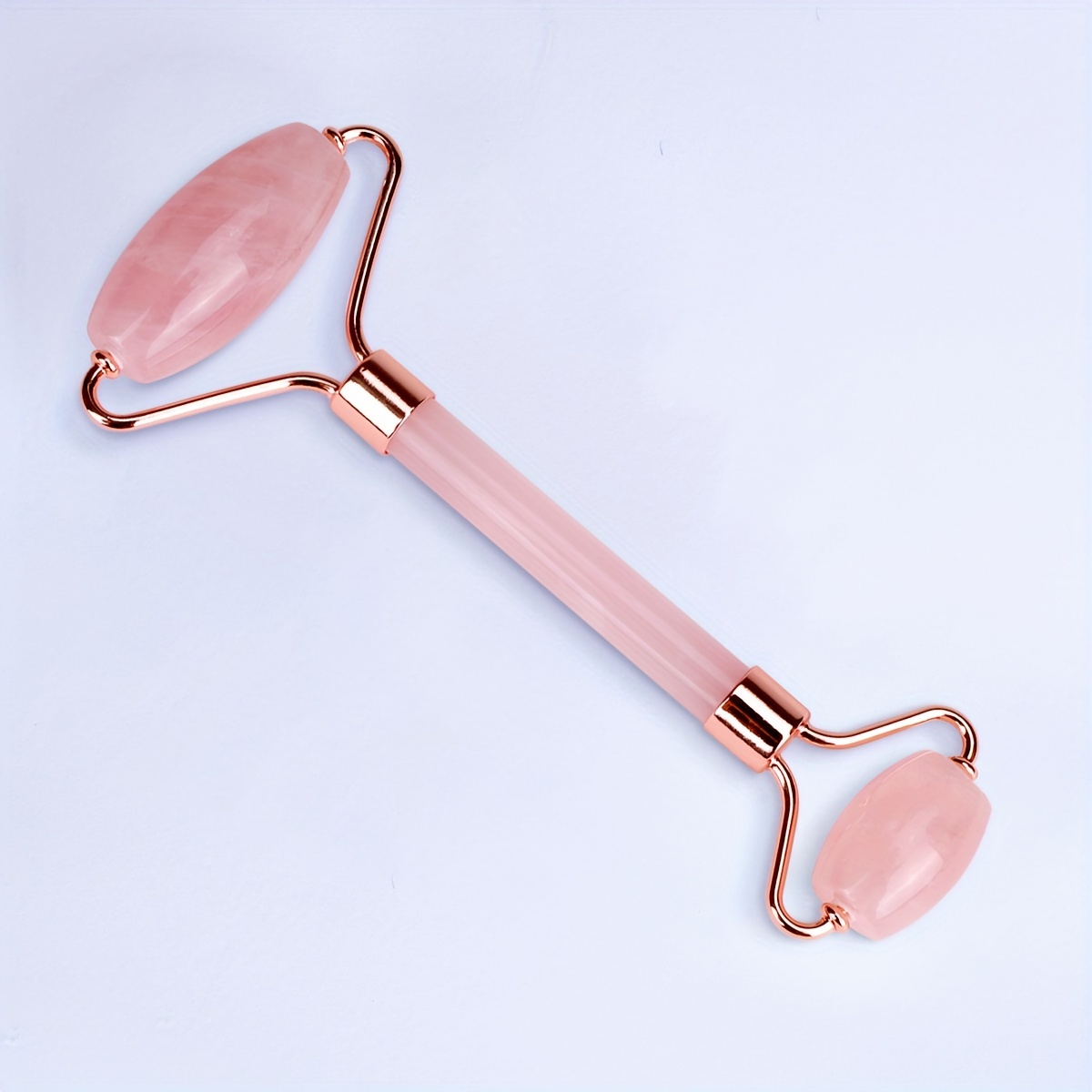 Image of 1pc Pink Rose Quartz Face Roller Face Roller Facial Beauty Device Pink Crystal Double Head Roller Face Eye Massager Hand Push Face Eye Scraping Massage Stick