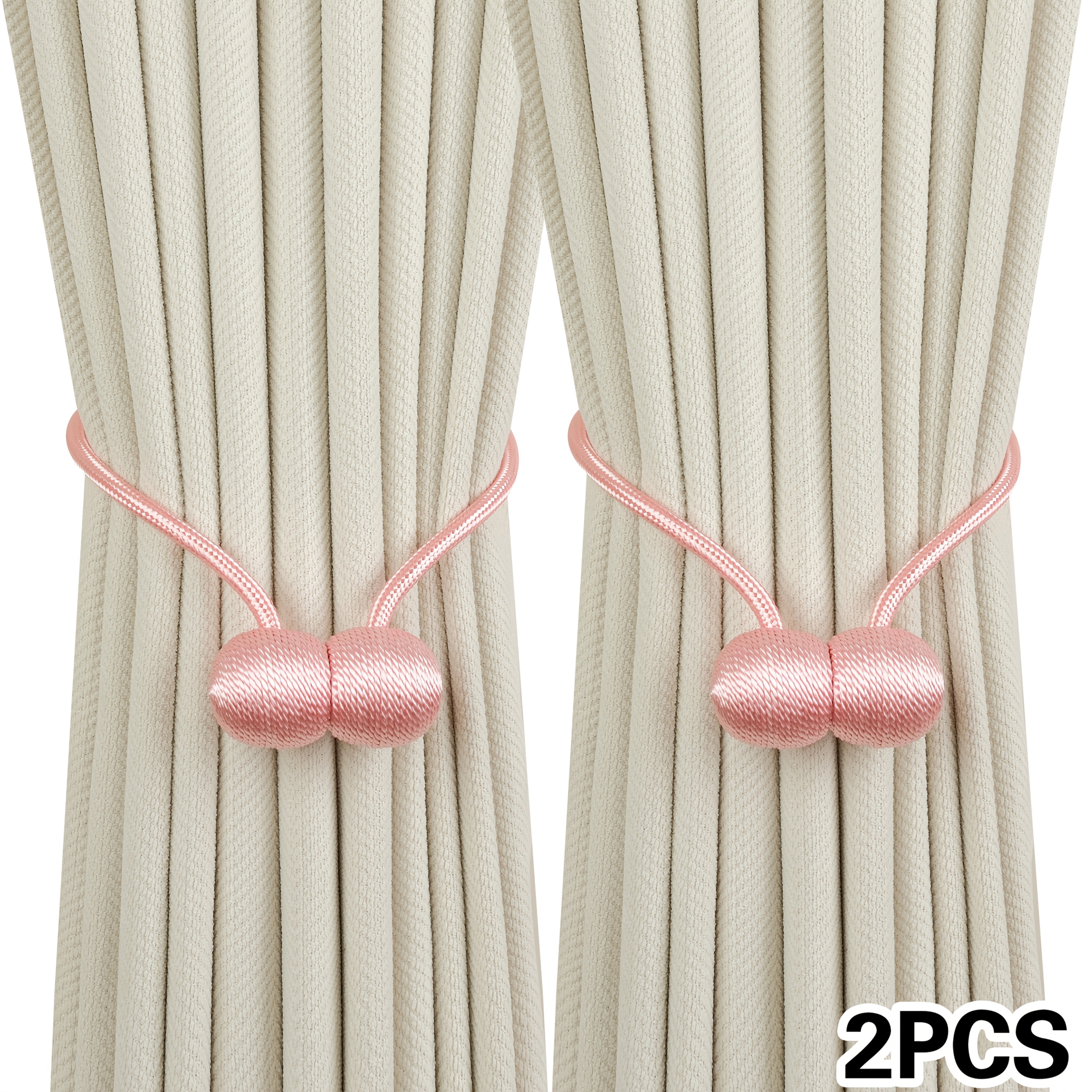 A Set of Two Modern Minimalist Magnetic Curtain Ties Is on, Featuring Thicker Twisted Ropes And Flexible Magnetic Ties. They Are Durable, Easy to Install, And Do Not Require Drilling, Making Them Perfect for Bedroom And Living Room Decor