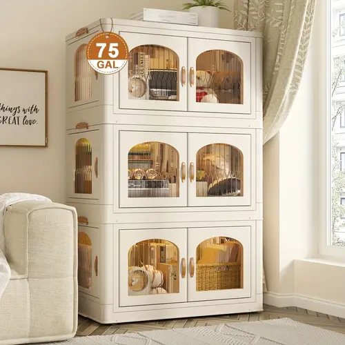 75galplastic storage bins with lids and magnetic doors food storage containers with wheels closet organizers and storage for quilts toys shoes bedroom living room wardrobe kitchen organization